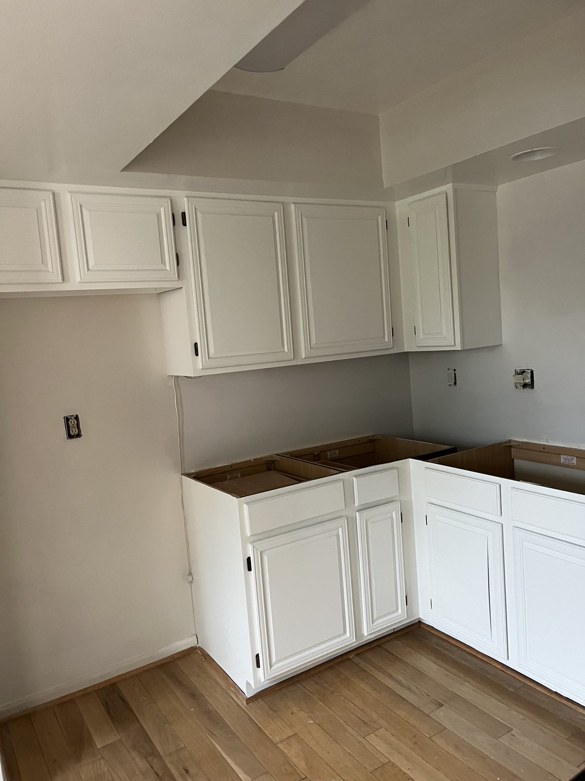 Freshly painted kitchen cabinets